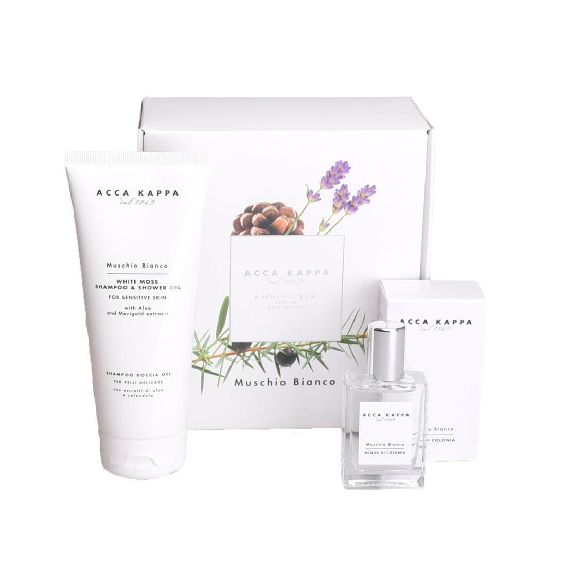 White Moss Eau De Cologne, Shampoo &amp; Shower Gel Gift Set