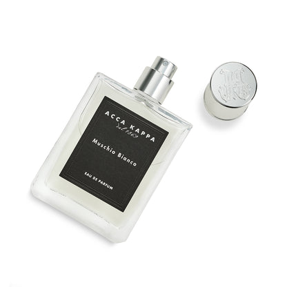 Perfume bottle with cap on a white background